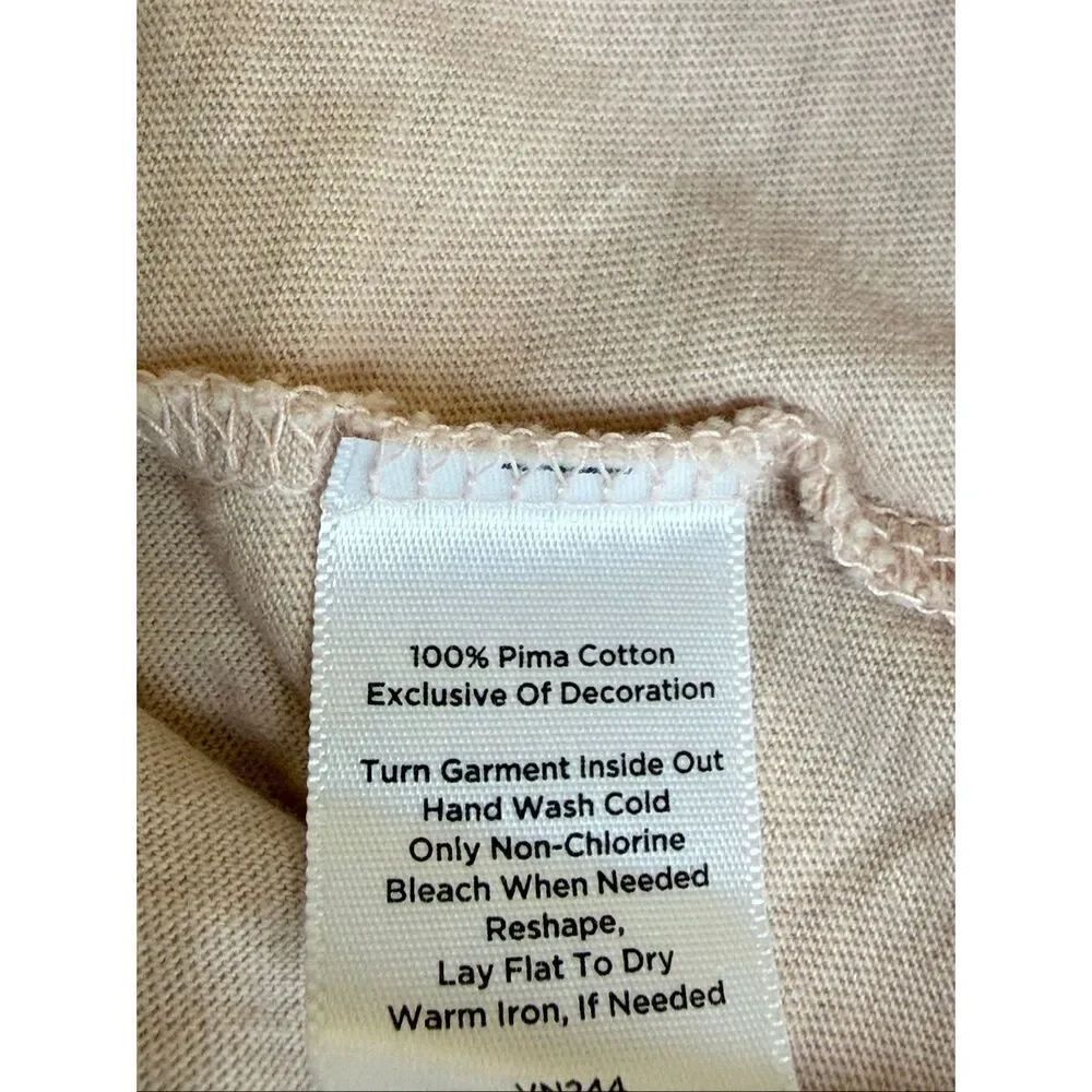 Talbots Pink Pima Cotton Embellished Neck Top Medium - Picture 10 of 10